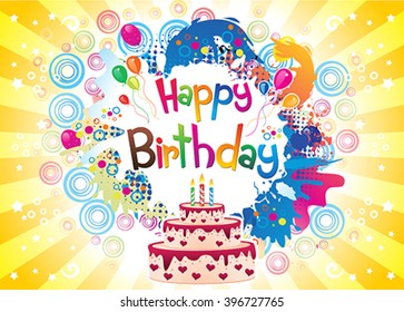 abstract artistic yellow birthday explode vector illustration