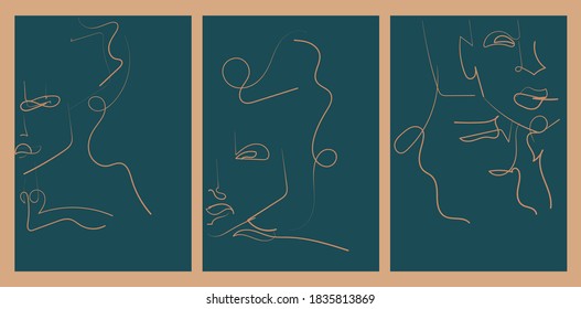Abstract arts background with  human line vector. Art brush elements with vintage poster design.
