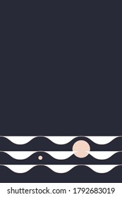 Abstract arts background with Japanese pattern vector. Art landscape with geometric template Brush stroke elements with Painting poster design.