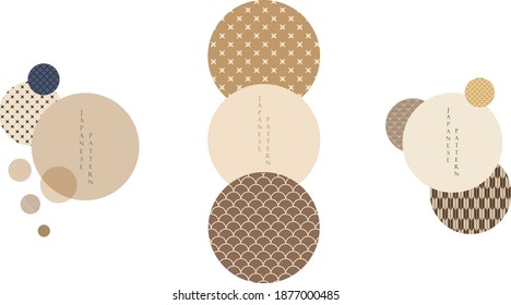 Abstract arts background with Japanese pattern vector. Art Geometric template with circle elements with contemporary poster design.