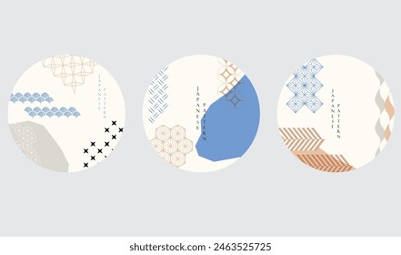 Abstract arts background with Japanese pattern vector. Geometric template with circle elements with contemporary icon design.