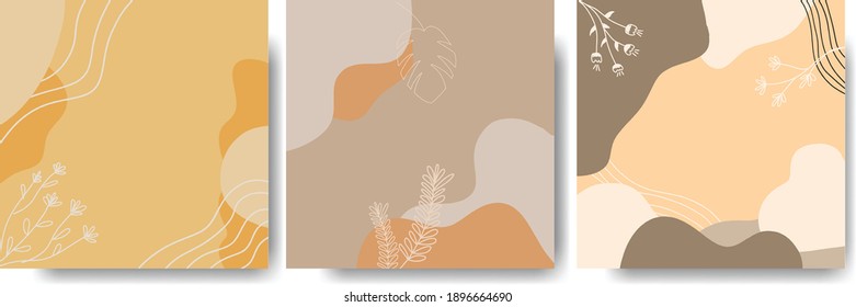 Abstract arts background, perfect for Social media stories and post creative Vector set. Hand drawn textures for wall decoration, invitation, cards, banner and poster.