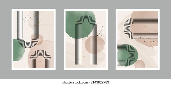 Abstract arts background set with different shapes for wall decoration, postcard or brochure cover design. Vector design.