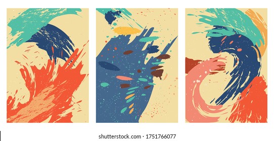 Abstract arts background. template Brush stroke elements with Painting poster design. hand painted illustrations for wall decoration, postcard or brochure cover design
