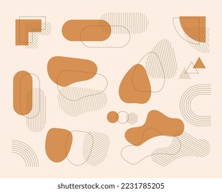 Abstract arts vector element collection. Organic Shapes and brush design for cover, banner background. social post and stories background decoration, print, wallpaper. Vector illustration