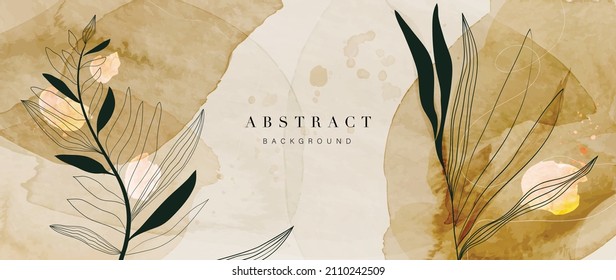 Abstract arts watercolor background. Vector design with floral, flower, leaves and watercolor brush texture. Creative art design for prints, wall art, home deco, wallpaper and cover template.