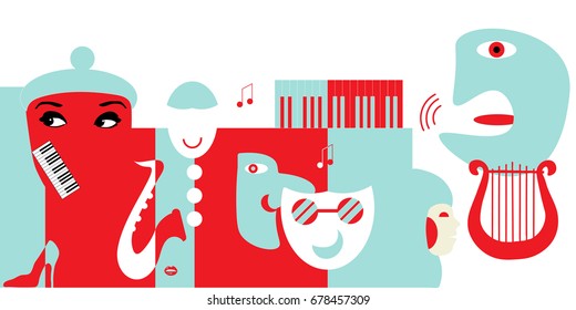 Abstract artwork for classical music concert or theater. Could be use as music background or as design element for theater posters, festival tickets, flyers or philharmonic hall promotions.