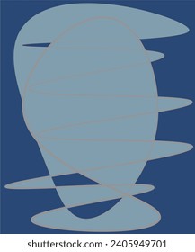 abstract artwork, clowndy face, grey on blue 