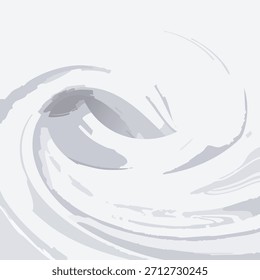Uma arte abstrata apresenta formas de giro e pinceladas em uma paleta de azul claro e branco. A arte transmite uma sensação de movimento e fluidez, com uma estética mínima. 