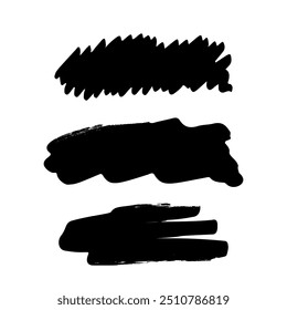 Abstract Artwork Featuring Broad Black Brush Strokes Isolated On White Background Creating A Modern Design