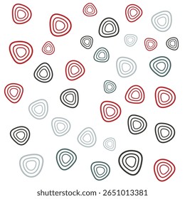 Abstract artwork featuring colorful nested shapes in red, black, and teal hues against a clean white background. Perfect for modern templates and illustrating creative and artistic concepts.