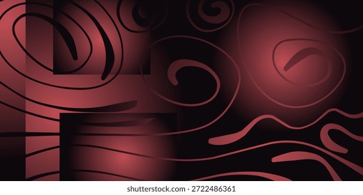 abstraktes Kunstwerk mit tiefrot leuchtenden Wirbeln auf dunklem Hintergrund. Modern, launisch und fließend, ideal für Liebhaber digitaler Kunst und kreative visuelle Designprojekte.  