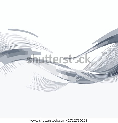 Abstract artwork featuring flowing lines and shapes in varying shades of blue. The design is set against a clean white background. This versatile illustration evokes a sense of movement and fluidity.