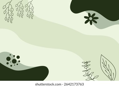 Abstract artwork featuring green tones and floral elements. Ideal design for presentations, invitations, or nature-driven projects.