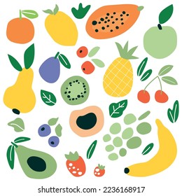 Abstract artwork of fruits symbol icon. Simple flat vector of fruits on white background. Colorful geometric illustration minimalist style. Good for poster, web, or banner