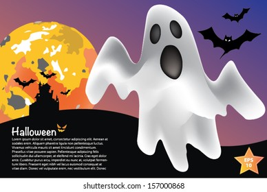 Abstract artwork pretty ghost for happy halloween day EPS10 vector.