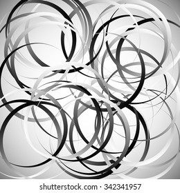 Abstract artwork with random, scattered circles. Vector art.