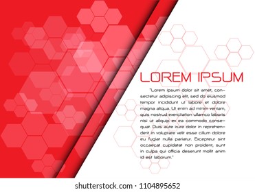 Abstract artwork red tone hexagon with white space and text design modern futuristic background vector illustration.