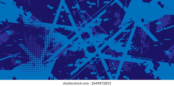 La obra de arte abstracta utiliza tonos verdes y azules oscuros, combinando líneas intrincadas y dinámicas y Formas geométricas, creando una sensación de energía.