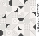 Abstract artwork of vector geometric shapes. Geometric vector seamless pattern. Vector black and white background with simple geometrical shapes. Bauhaus constructive style tiles. Cover design.