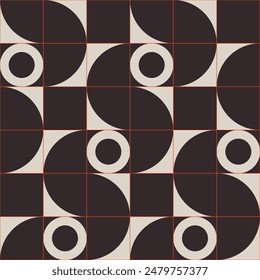 Abstract artwork of vector geometric shapes. Geometric vector seamless color pattern. Vector background with color simple geometrical shapes. Bauhaus constructive style tiles. Cover design.