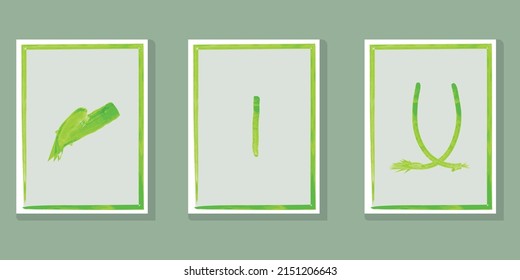 Abstract artworks drawing vector art on a green background.