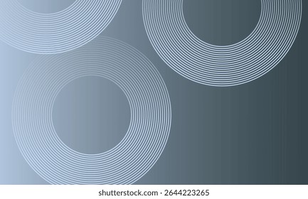 Abstract Ash colour gradient background with geometric circles lines. Grey colour banner. Suit for curve, branding, templates, company, business. Tranding concept. Vector illustration eps10.