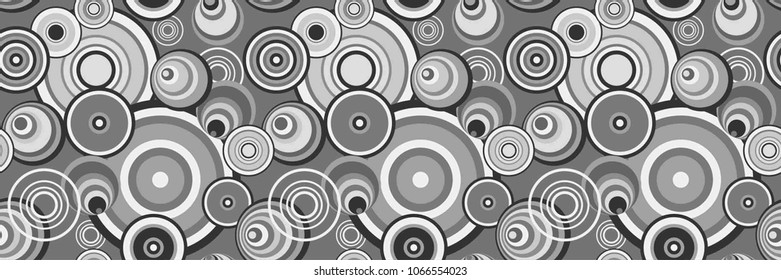 Abstract Ashen Pattern with Circles. Black and White Elements for Decor. Vector Illustration