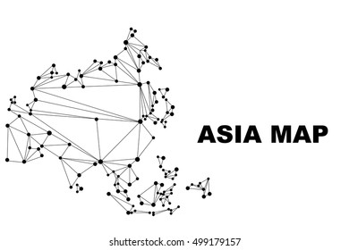 Abstract Asia Map Lines Connection. Vector Illustration