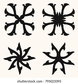 Abstract Asian geometrical forms. The Japanese symmetric ornament on a light background. Vector illustration.