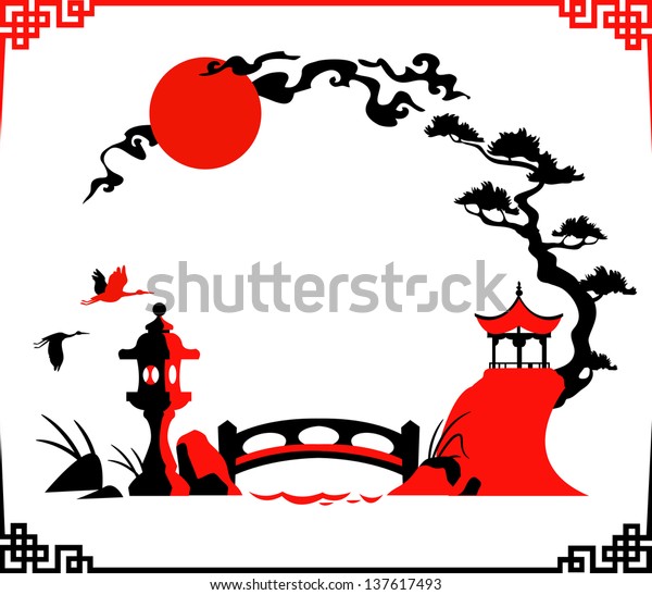 Abstract Asian Illustration Isolated On White Stock Vector (Royalty ...