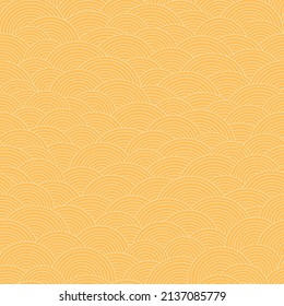 Abstract asian styled fish scales seamless pattern. Vector geometric illustration with striped circles. Line art vector print for fabric, stationery, wrapping paper, any surface.