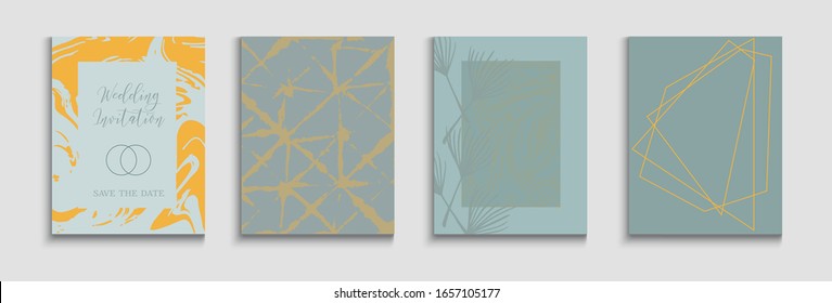 Pancartas de vectores asiáticos abstractas. Formularios de líneas pintadas en estilo oriental. Fondo Mínimo Dibujado A Mano. Tejido, Trópico Salga Carteles Patrón De Marco Geométrico. Diseño elegante y suave de la revista.