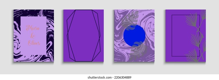 Abstract Asian Vector Banners Set. Painted Forms Lines in Oriental Style. Tie-Dye, Tropical Leaves Cards Soft, Elegant Magazine Layout. Geometric Border Pattern. Hand Drawn Minimal Background.