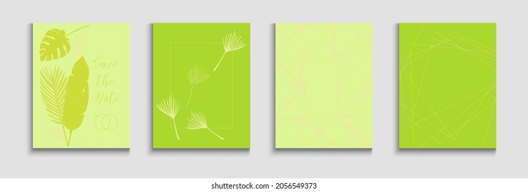 Resumen del conjunto de tapas de vectores asiáticos. Diseño de invitaciones suave y elegante. Patrón de marco geométrico. Fondo Mínimo De La Mano. Formas de formas pintadas en estilo oriental. Carteles de tinte, hojas tropicales