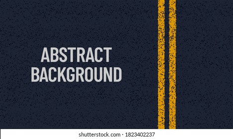 Abstract asphalt background. Vector road illustration with two yellow lines. Highway street, top view. Blue track granule texture