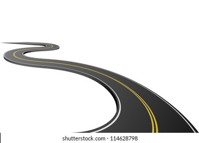 Abstract asphalt road isolated on white background.