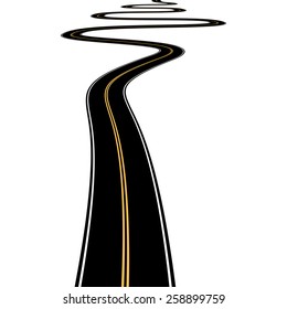 Abstract asphalt road isolated on white background
