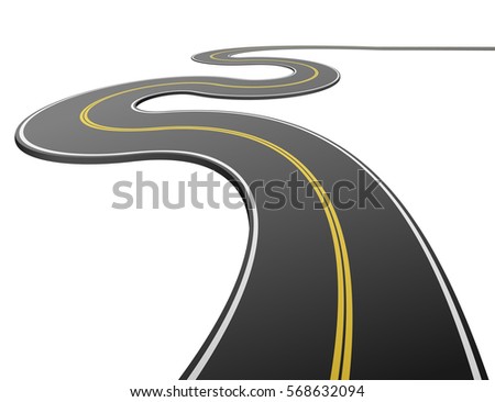 Abstract asphalt road isolated on white background.