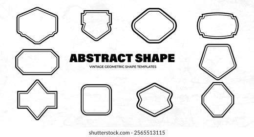 Abstract Assortment of Geometric Shape Variations in Outline and Solid Styles