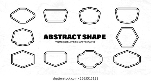 Abstract Assortment of Geometric Shape Variations in Outline and Solid Styles