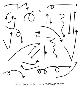 Abstract Assortment of Hand Drawn Arrows. Vector illustration. EPS 10.