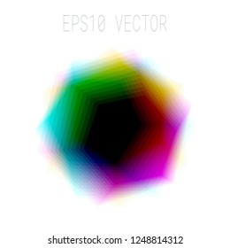 Abstract Asymmetric Colorful Blurred Hexagonal Design Element Isolated on White Background. EPS 10 Vector.
