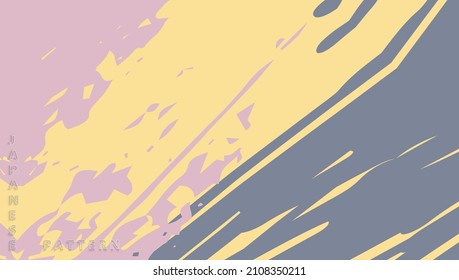 Abstract asymmetric pattern. Digital freehand art, vintage grunge texture in Japanese style. Futuristic landscape banner design, watercolor brush strokes background. Vector illustration