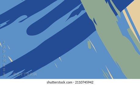 Abstract asymmetric pattern. Digital freehand art, vintage grunge texture in Japanese style. Futuristic landscape banner design, watercolor brush strokes background. Vector illustration