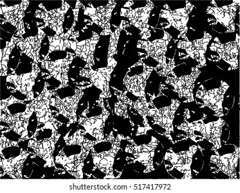 Abstract asymmetric retro background texture. Circles with three pointed  shape
Black and white vector illustration background.
