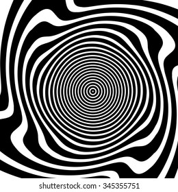 Abstract asymmetric spiral background. Distorted spiral. Vector.