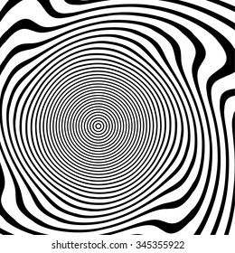 Abstract asymmetric spiral background. Distorted spiral. Vector.