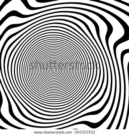 Abstract asymmetric spiral background. Distorted spiral. Vector.