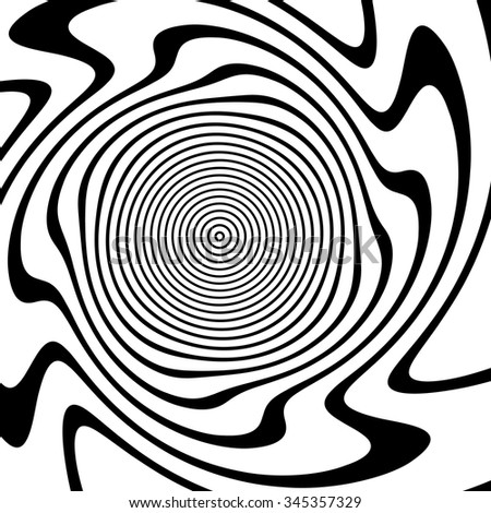 Abstract asymmetric spiral background. Distorted spiral. Vector.
